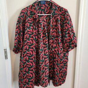 ❤️Cambridge Classics Silk Chilli Pepper Button Down Large